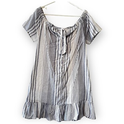 Kori American Medium Blue 100% Cotton Off The Shoulder Mini Dress Ruffle  Lined | eBay