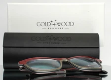 GOLD & WOOD Melissa 01.04 Burgundy Grey Womens Semi Cat Eye Eyeglasses 51-15-140