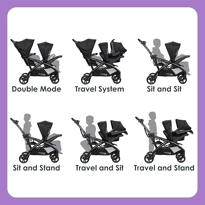 Used in Good Condition Baby Trend Sit N' Stand Double 2.0 Stroller, Dash Black - Image 3 of 4