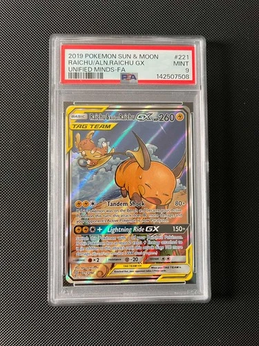 Raichu & Alolan Raichu GX 221 Unified Minds PSA 9
