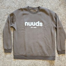 Nuuds Women's Logo Crewneck Sweatshirt Brown Mocha est 2022 Puff Print XL