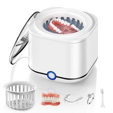 Ultrasonic Retainer Cleaner, 48kHz Retainer Cleaner Machine for Dentures, Mou...