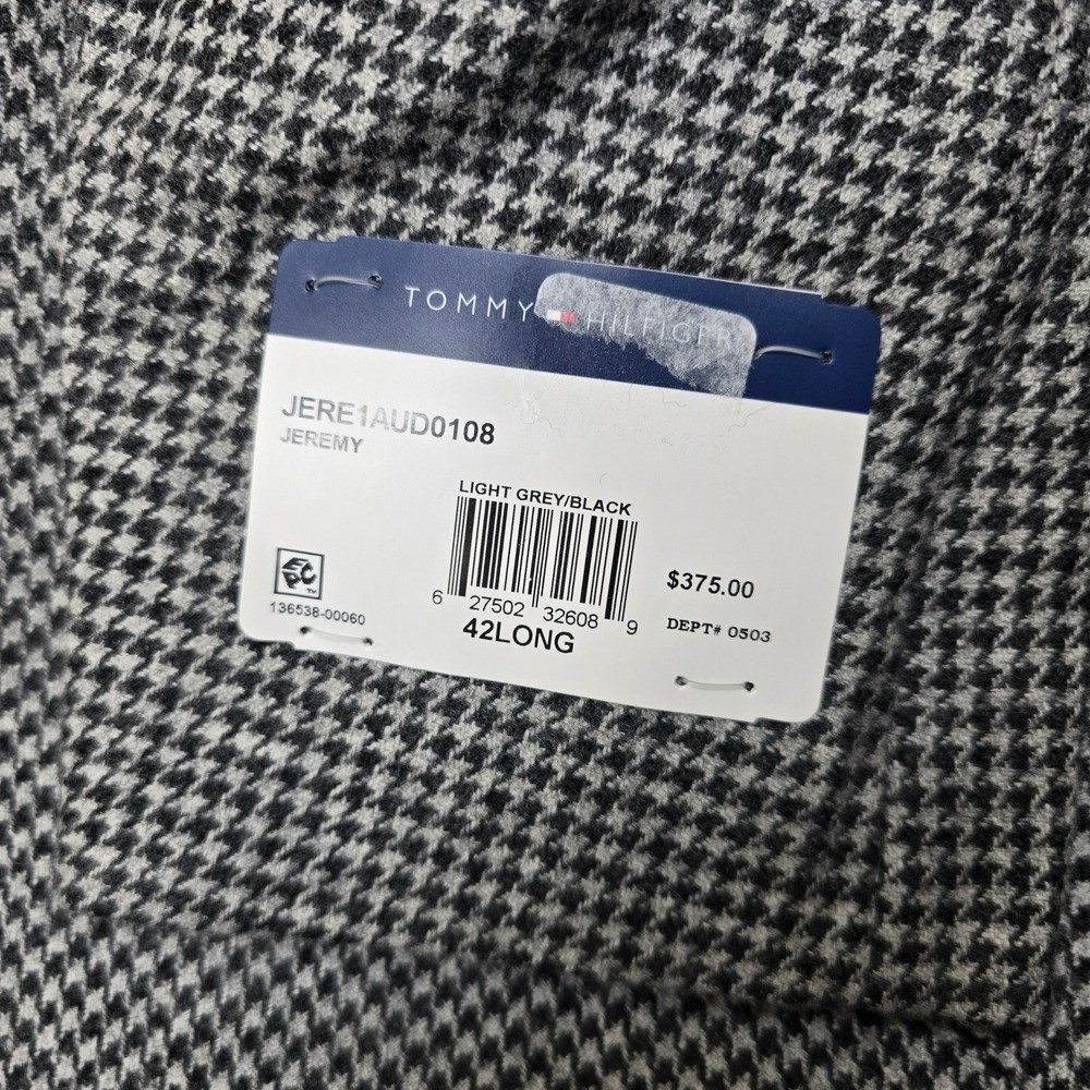 Tommy Hilfiger Houndstooth Sport Coat Mens 42L Light Grey Black Wool $375 NEW thumbnail 6