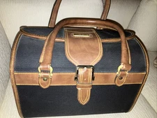 Vintage Leather Samsonite Black/Brown Carry-On/Overnight Luggage Bag