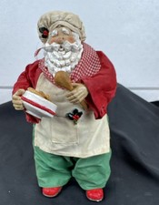 Vintage Bäcker Weihnachtsmann Clothtique mit Schale & Löffel mit Stechpalme Beeren Deko #SHLF