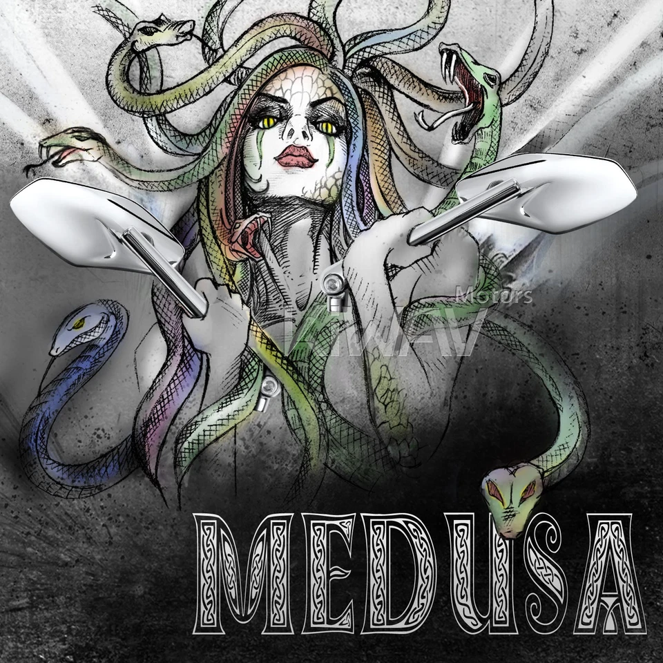 Magazi CNC алюминиевые выпуклые зеркала Medusa хром 10 мм и 5/16» подходит Honda - Изображение 3 из 4