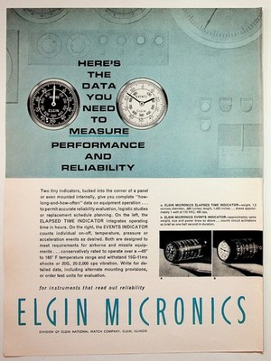 Vintage Elgin Micronics Elapsed Time Events Indicator Ad Ephemera Illinois