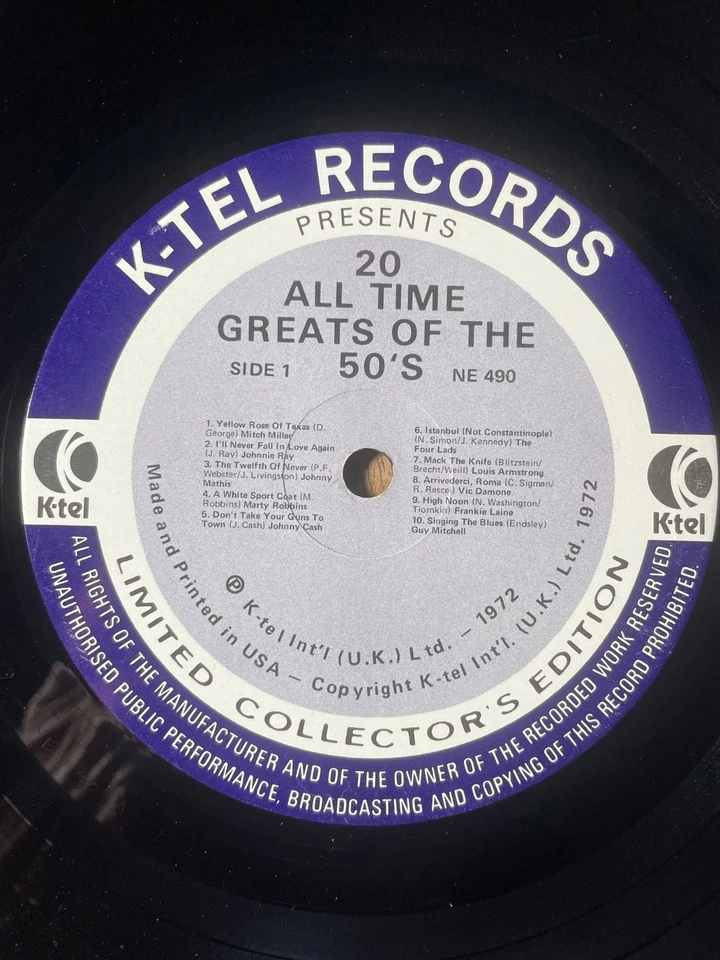 20 All Time Greats of the 50's - UK Compilation LP Vinyl Record K-Tel NE490 VG - Image 3 of 4