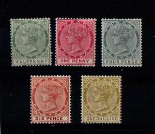 TOBAGO QV 1885 5 VALUES M/MINT