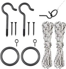 2 Set Hook and Ring Toss Game Hardware Set,Include Nylon black 