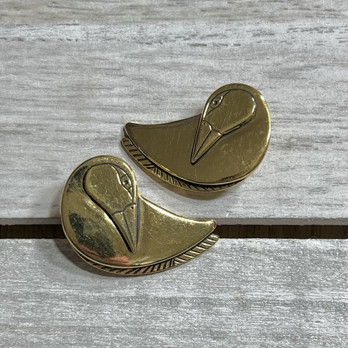 NOS LAUREL BURCH COLOMBA ANATRA UCCELLINI ORECCHINI clip-on tono oro massiccio MAI INDOSSATI vintage anni 80 - Foto 1 di 4