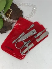 Lancome 4 Pc Manicure Set-Nail Clipper~Cuticle Pusher~Nail File~Cuticle Scissors