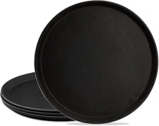 TOPZEA 4 Pack Plastic Server Tray, 14 Inch round Serving Tray Restaurant Serving