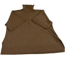 Lauren Ralph Lauren Wool Cashmere Oversized Brown Knit Turtleneck Sweater 3X