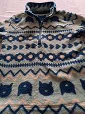 Fleece-Pullover-Beige-Mintgrün-Kiwigrün- Gr...