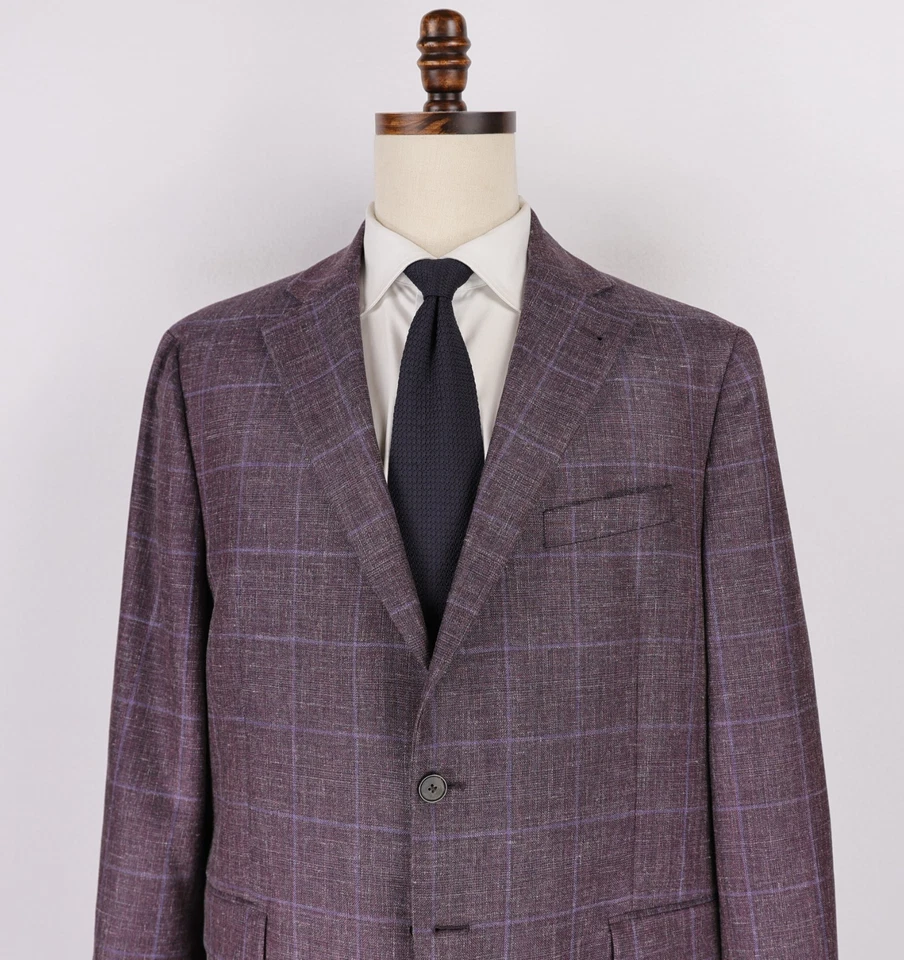 Abrigo deportivo Joseph Abboud Blazer para hombre 46R delgado bayas ventana lana lino seda Foto 2 de 4