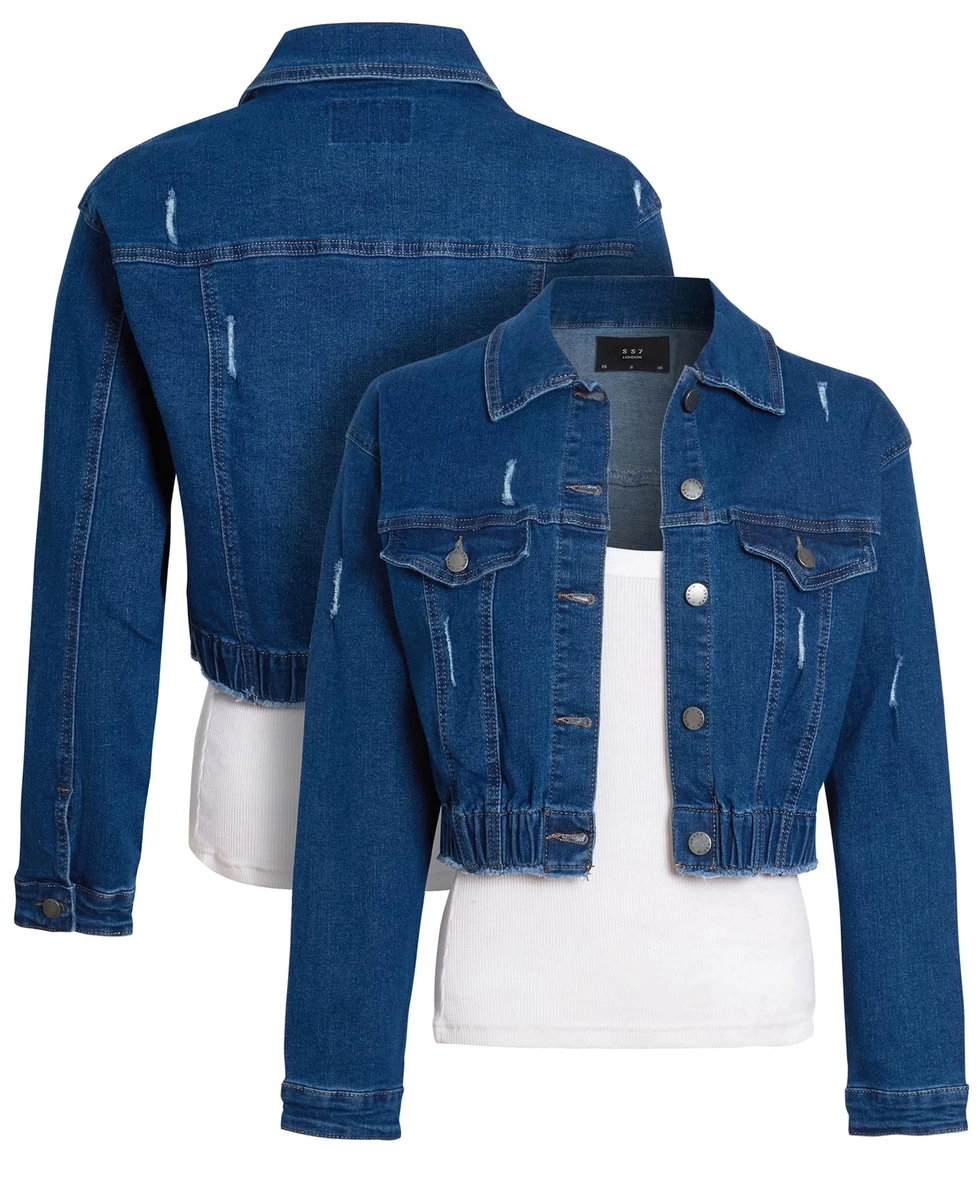 Short denim hotsell jacket womens