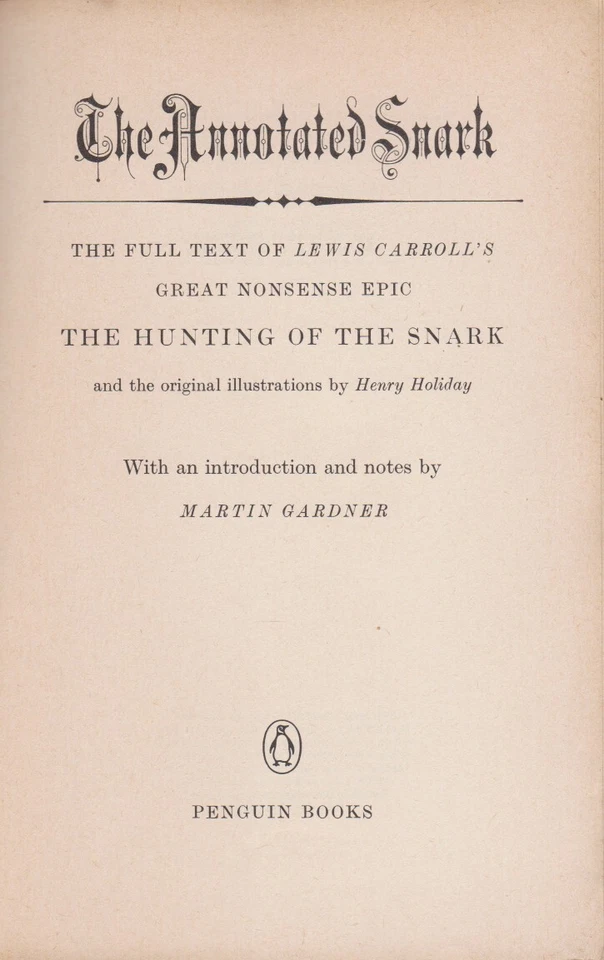 Hunting of the Snark by Lewis Carroll (Penguin Books 2763, (Annotated) PB 1962) Foto 3 de 3