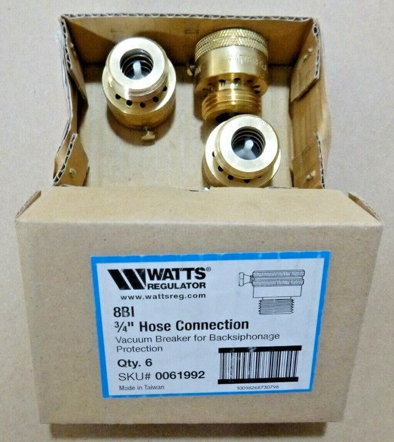 Watts 8BI 3/4" Brass Vacuum Breaker Hose Connectors Backflow Protection