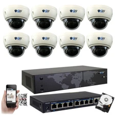 8CH NVR (8) 4K 8MP 3X Zoom Microphone IP POE Dome Security Camera System 1TB HDD