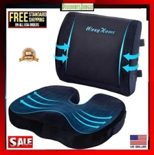 Memory Foam Seat Cushion Lumbar Support Ergonomic Back Support for Office Car
