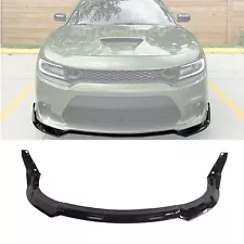 Gloss Black Front Bumper Lip W/ Winglet For 2015-23 Dodge Charger SRT V4 Style