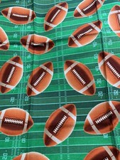 FQ Football Field Big Footballs Sports yard Lines Cotton Fabric Fat Quarter
