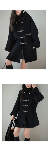 Fall Winter Fashion Hooded Wool Blend Parka Loose Mid Length Parka Jackets - Picture 12 of 26