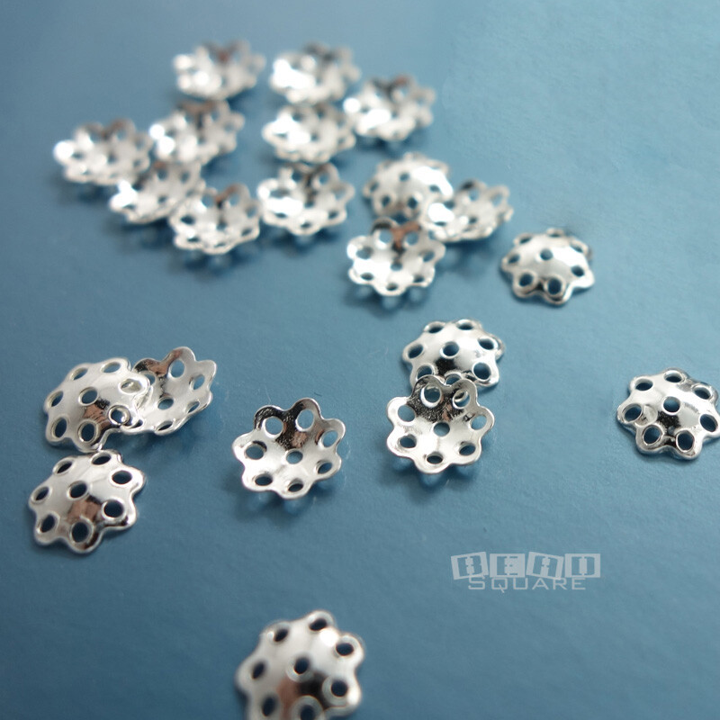20 Solid Sterling Silver 6mm Floral Bead Caps Spacers #33035