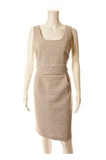 BANANA REPUBLIC women’s cream beige striped dress Sz 10