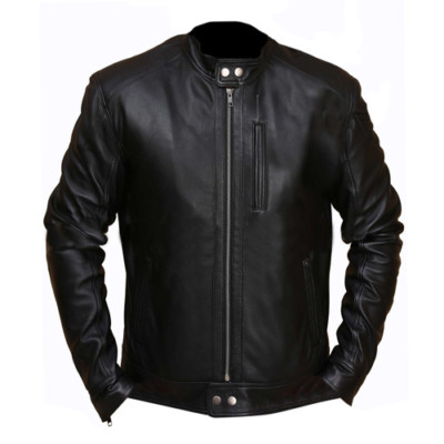 Herren Biker Jagd Motorrad Slim Fit Schwarz Lammleder Lederjacke S1