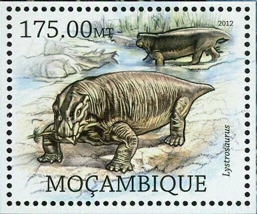 Sello de reptiles Lystrosaurus Dimetrodon Eoraptor dinosaurio S/S MNH #5840 / Bl.641 Foto 2 de 4