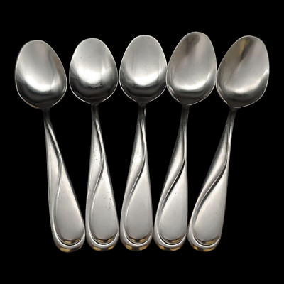 5 Hampton Silversmiths Swirl Teaspoons - 6 1/4'' Stainless Steel China