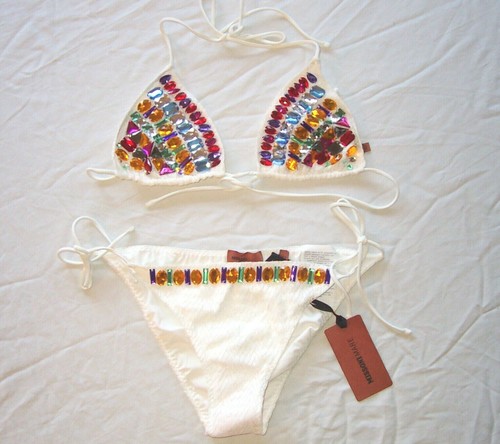 MISSONI MARE String-Bikini weiß Kristallverzierung Häkel Strick 42 6 - Bild 2 von 4