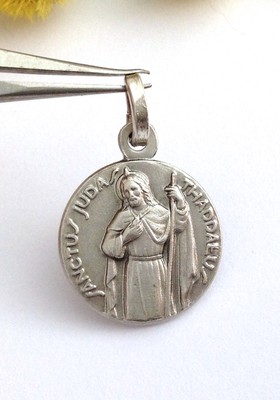 Medaglietta Di San Giuda Taddeo Apostolo In Argento 925 Con Catenina – Diametro 14 Mm – Devozionale Con Confezione Regalo