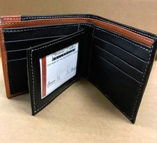 Bifold Men's Wallet Genuine Leather Center Flap ID/Credit Card Holder Slim Purse
