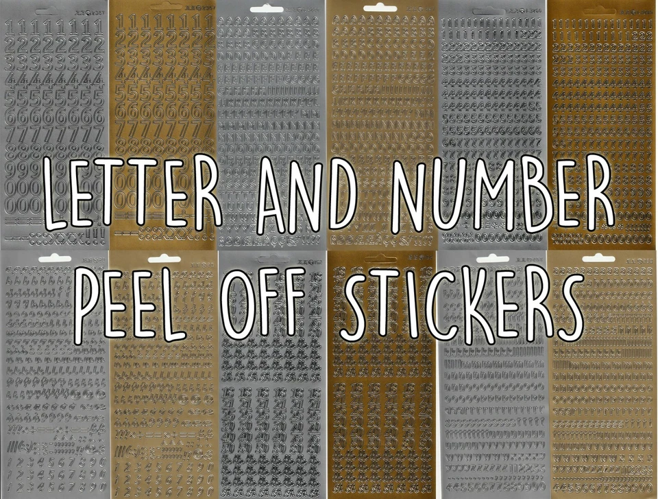 Letter & Number Peel Off Stickers – Gold/Silver – Crafts, Cards, Scrapbooking