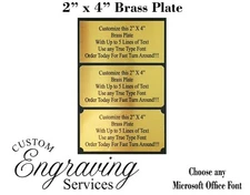 2X4 Customized Brass Plate Picture Plaque Name Tag Trophy Flag - PREMIUM QUALITY