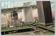 Rochester's High Tech Magic NY Monroe County New York Chrome Postcard Ham Radio
