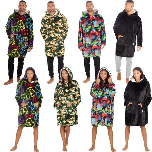 Mens Womens Oversized Hoodie Fleece Hooded Blanket Adult Gaming Gamer ...