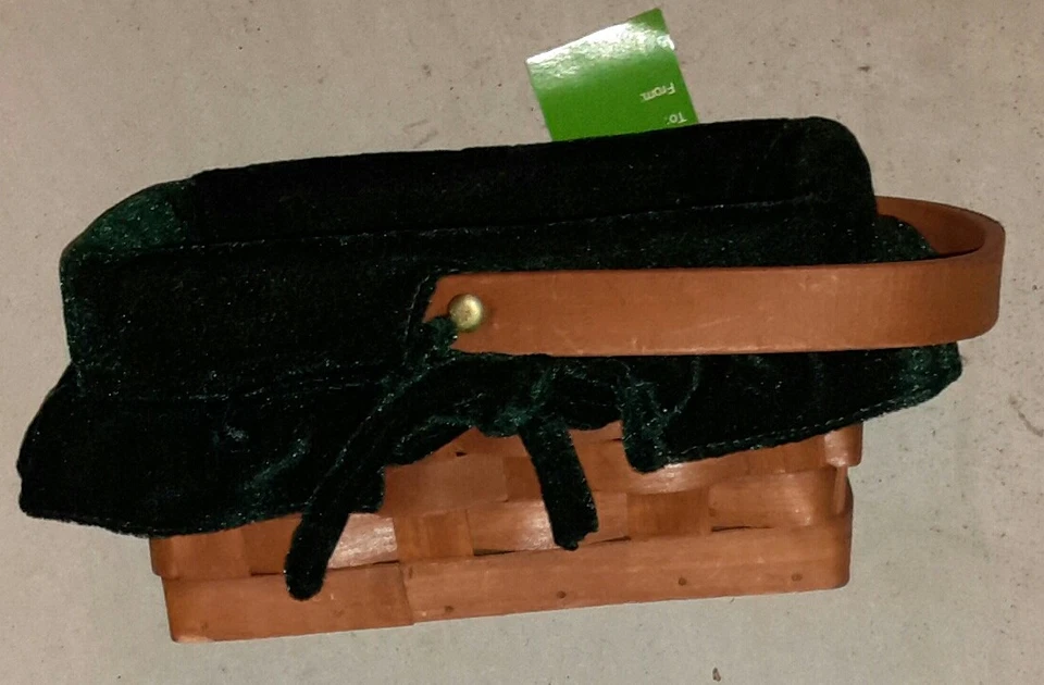 Small Rectangular Handled Basket w/ GREEN Liner- 4 1/4"H x 8"W x 5"D - Image 4 of 4