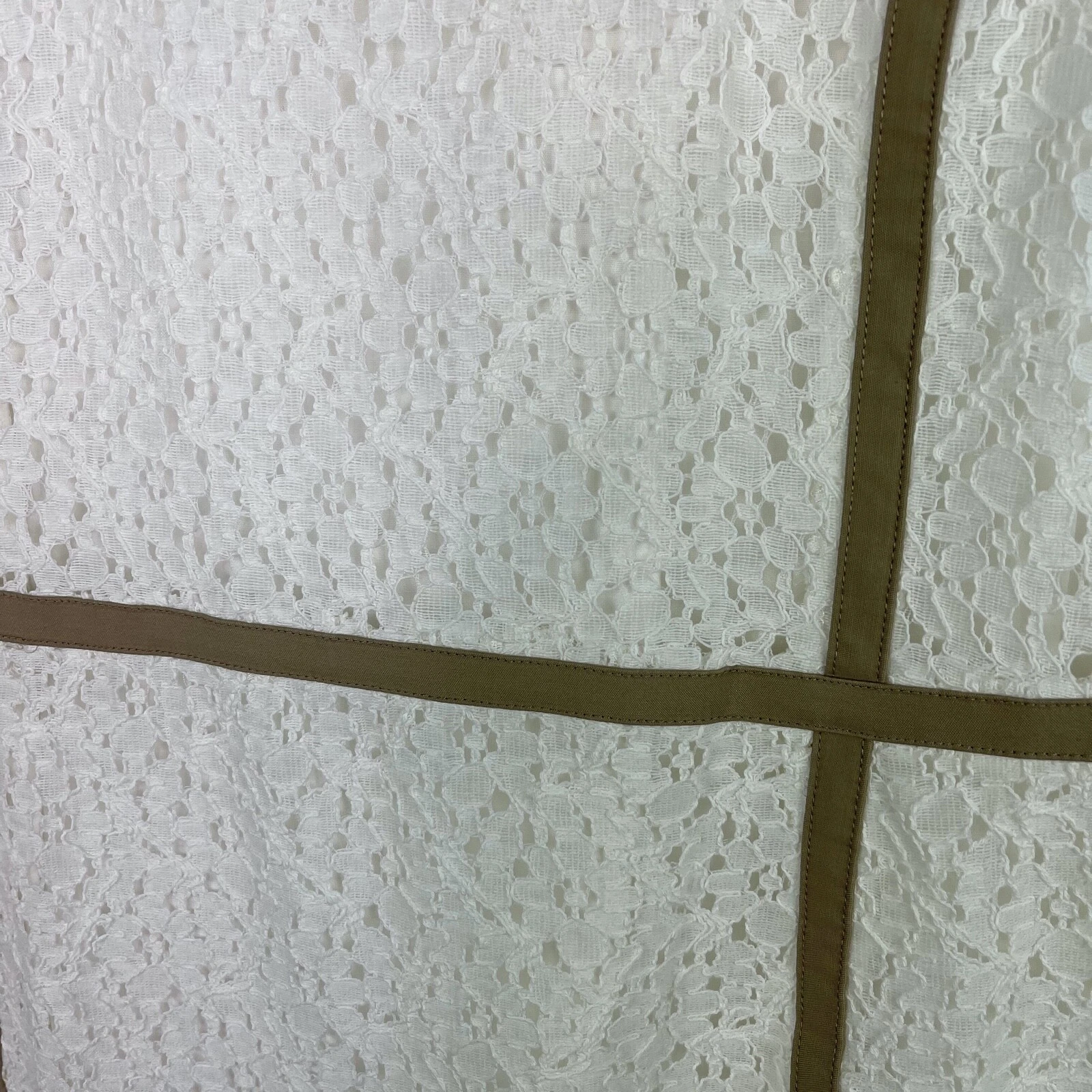 Abito donna Michael Kors bianco floreale pizzo marrone orlo tubino taglia 8P Petites