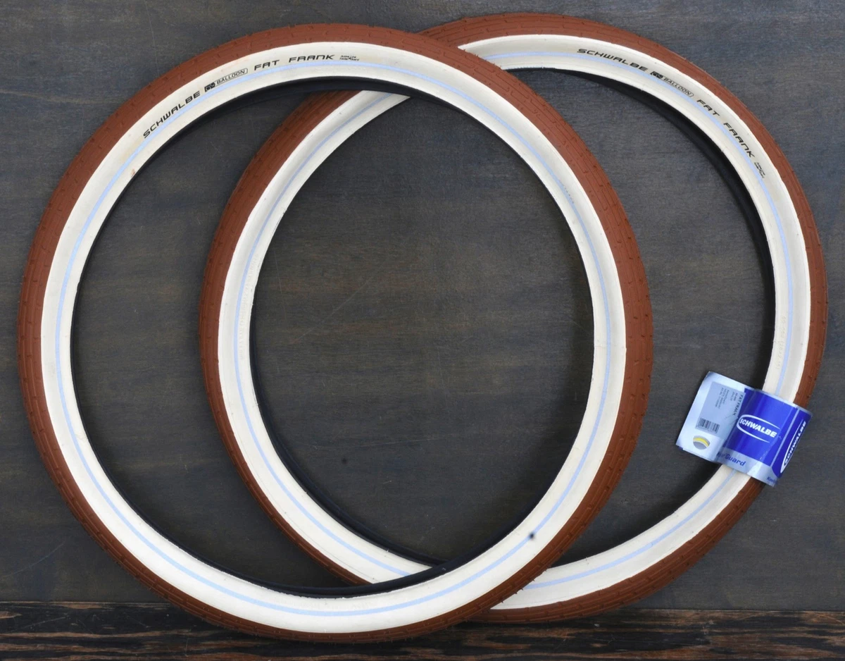 26u0026#034;x2.35 Red Brown FF Cream Whitewall Cruiser Bicycle Tires Vintage  Schwinn Bike | eBay