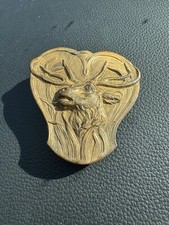 Antique Elk Deer Stag Stamped Bronze Tone Metal Belt Buckle