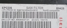 EPCOS B39192-B9428-K610  SAW FILTER 25/PK (TROLLEYG.1B1)