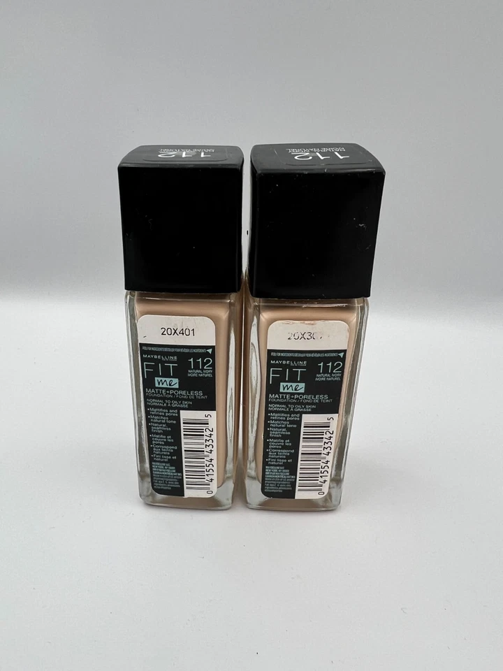 2PACK Maybelline Fit Me Foundation Matte + Poreless Shade 112 Natural Ivory 1oz - Image 3 of 4