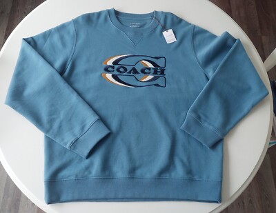 Nwt Coach Signature Gradient Crewneck Sweater Blue Size Large Men C Logo Varsity