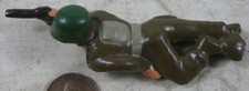 Vintage Barclay Pod Foot Soldier Laying With Pistol Green Helmet