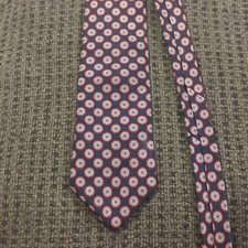 Brooks Brothers BFS Tie. All Silk. Made In USA. Navy W/ Maroon & Grey Pattern.