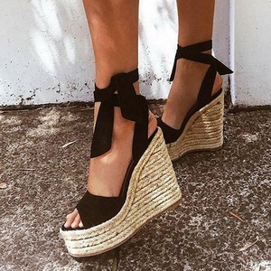 wedge tie up heels